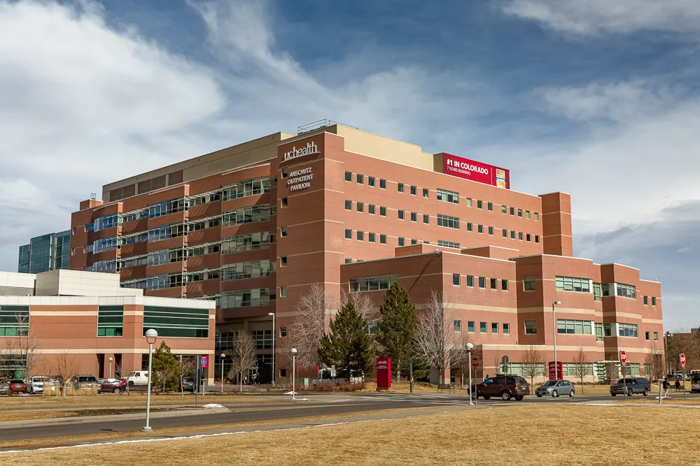A daytime photo of the exterior of UCHealth University of Colorado Hospital